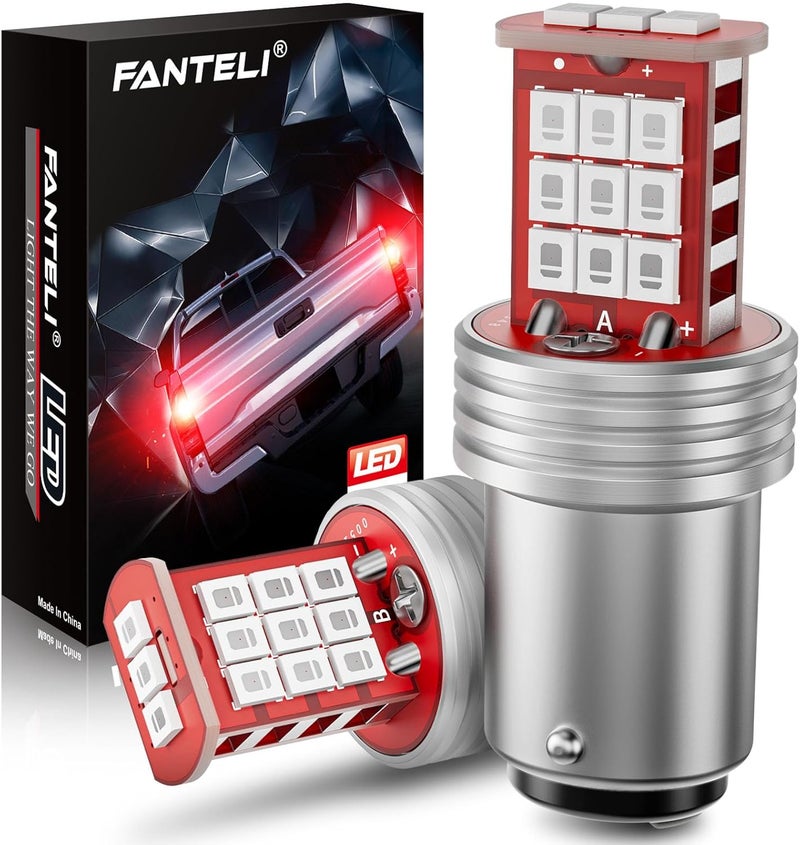 FANTELI 1157 LED Bulb Red for Brake Lights, 300% Brighter 2357 2057 7528 BAY15D Plug and Play LED Stop Brake Tail Lights, Pack of 2 - Image 1